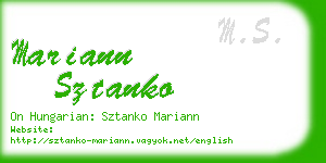 mariann sztanko business card